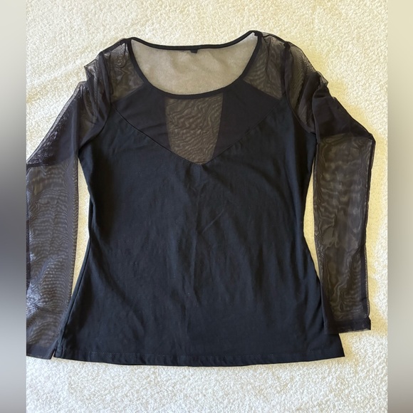 Women’s Black Mesh Long Sleeve Blouse Size Medium - Picture 7 of 13